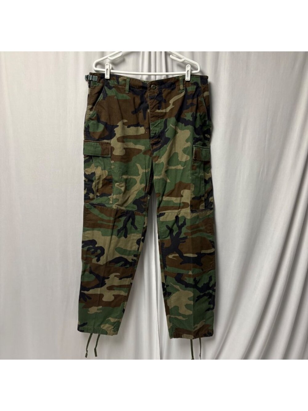 Military Camouflage Cargo Pants SZ Large Long Adjustable Waist Durable Tactical